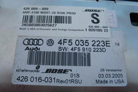 Amplificador Bosé original para Audi A6 2005 a 2008 4F5 035 223E